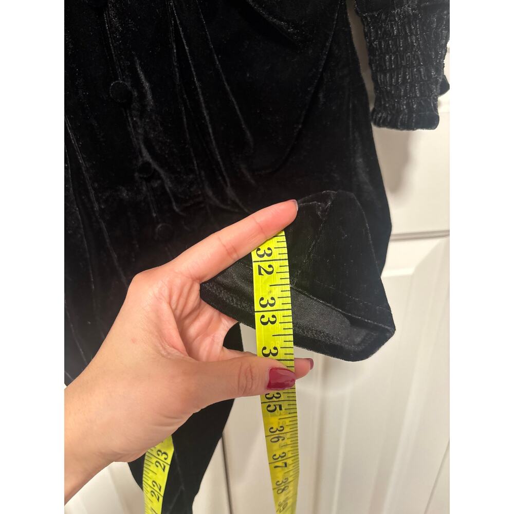 Zara Black Velvet Long Sleeve Dress Size S - Picture 6 of 10